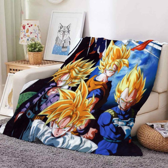 Cartoon Anime Dragon Ball Printed Flannel Coral Fleece Blanket Children'S Blanket