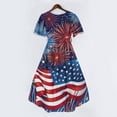 thumbnail image 4 of Elowen American 250th Anniversary Dresses for Women V-Neck Short-Sleeve Printed Casual Summer Dress Light Blue L, 4 of 6