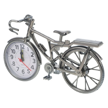 PENIKOKO Classic Silver Retro Bicycle Alarm Clock for Bedroom and Office Use