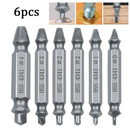 

Goodhd 6Pcs Broken Bolt Damage Screw Remover Extractor Drill Bits Easy Out Stud Reverse
