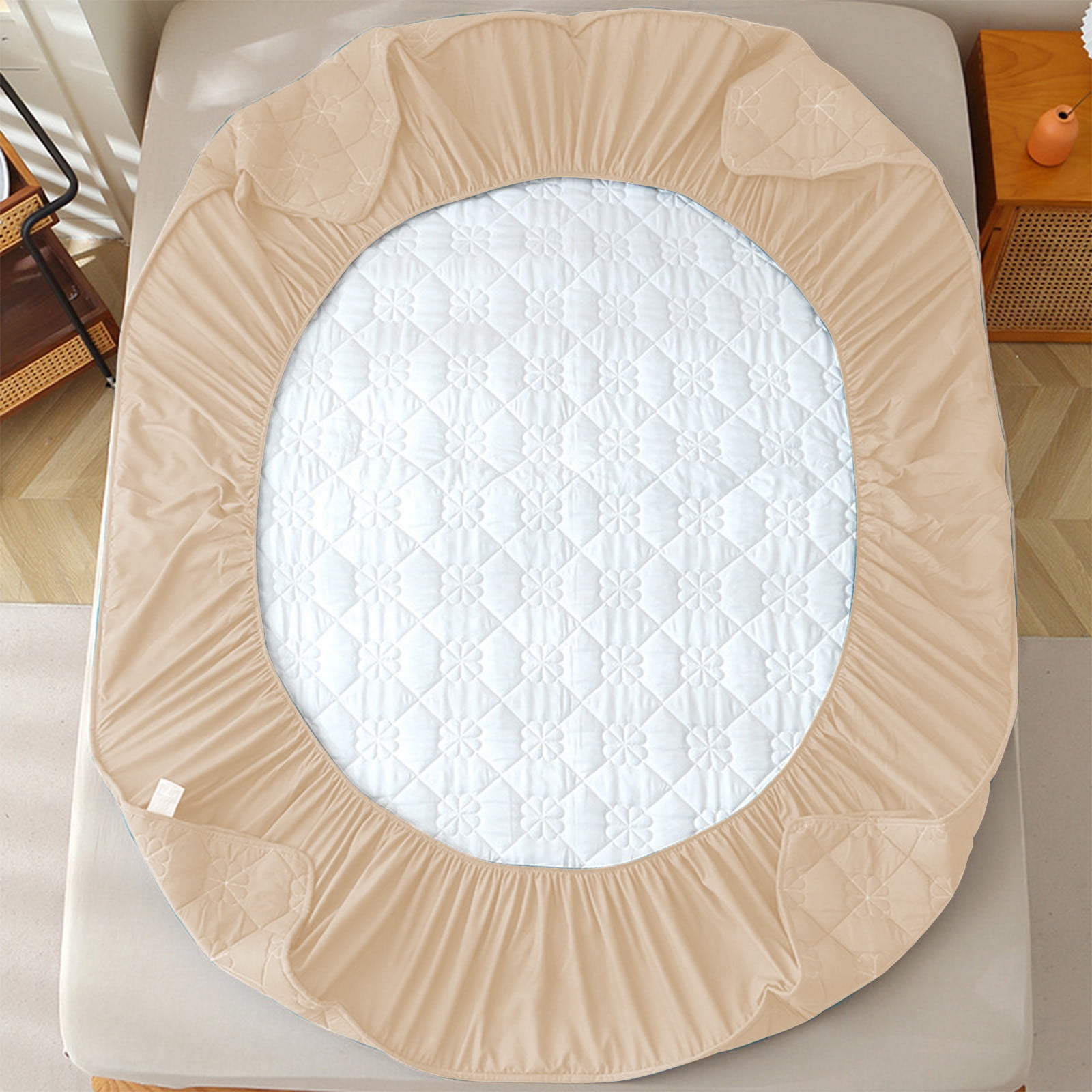 Hmgxay Fitted Sheet, Bed Mattress Cover, Cotton Quilted Mattress Pad, Non-Slip Breathable Mattress Protector, Machine Washable Fitted Mattress Topper(47.2x78.7 Inches)