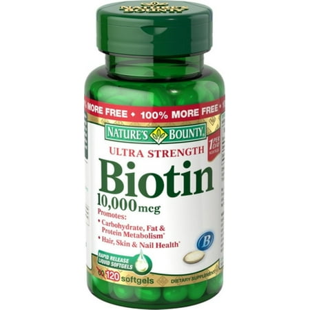 Nature's Bounty Biotin 10000 mcg Ultra Strength, Rapid Release Liquid Softgels 120 ea (Pack of 6)