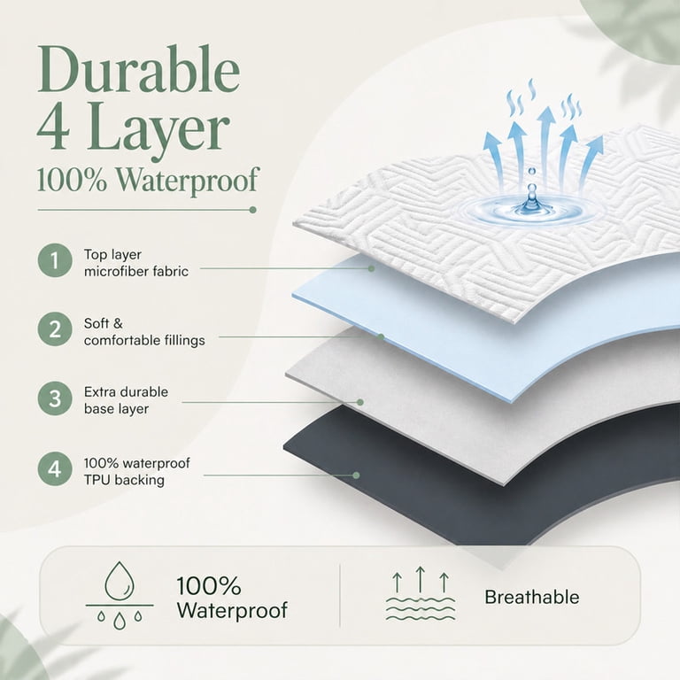 Vccoem Queen Waterproof Mattress Protector, Quilted photo 8