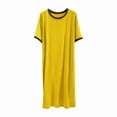 thumbnail image 4 of Sakmal Nightgowns for Women Plus Size Long Lounge Dress Short Sleeve Yellow Nightgowns for Ladie Free Size, 4 of 5