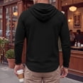 thumbnail image 3 of ZVNAΖH Men's Waffle Knit Hoodie, Quarter Zip Pullover with Drawstring Hood, Long Sleeve Casual Lightweight Top, Fall Winter, S-3XL, 3 of 6