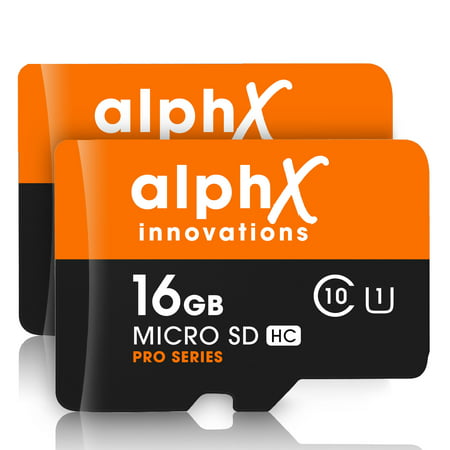 4 Piece Bundle - AlphX 16gb [2 pack] Micro SD High Speed Class 10 Memory Cards for Samsung Galaxy S9, S9+, S8, Note 8, S7, S5, S4 with Bonus Adapter and Sandisk Micro SD Card (Best Memory Card For Note 8)