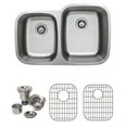 thumbnail image 2 of Wells Sinkware  Craftsmen Series 32-inch 16-gauge Undermount 40-60 Double Bowl Stainless Steel Kitchen Sink Package, 2 of 5
