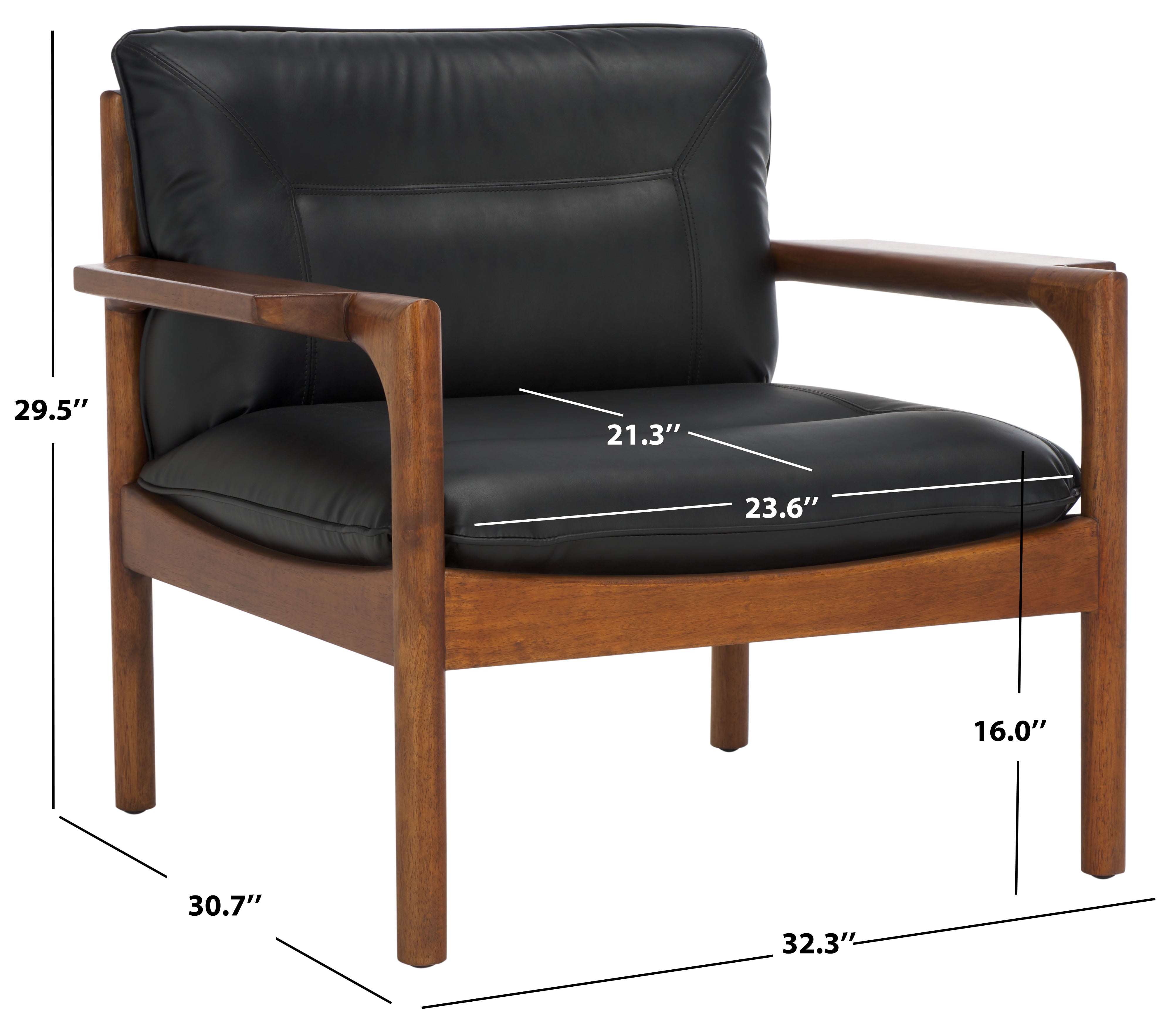 Safavieh Phylis Mid-Century Wood and Elastics Dining Arm Chairs, Black/Brown