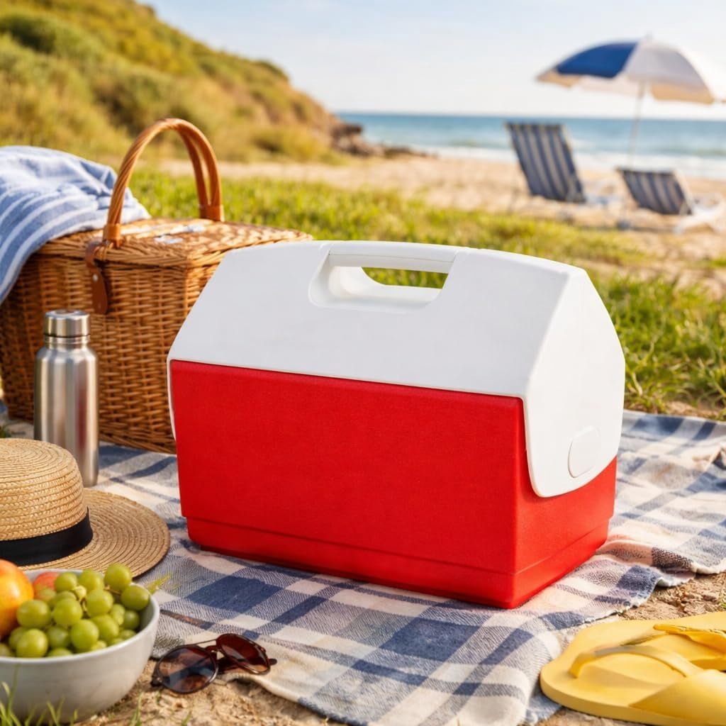 16 QT Playmate  Ice Chest Cooler – Portable Cooler for 30 Cans, Red, Durable Outdoor & Indoor Ice Storage for Camping, Sports & Travel