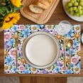 thumbnail image 4 of Spring Flowers Placemats Set of 4, Watercolor Floral Daisy Plants Rustic Placemats for Dining Table, Place Mats for Kitchen Tabletop, Waterproof Wipeable Dining Table Mats Set, 4 of 9