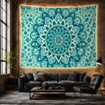 thumbnail image 6 of Radial Mandala on a Teal Background, Calming Boho for Decor Lovers, Bohemian Wall Art, Housewarming Gift, Tapestry Wall Hanging for Bedroom, Living Room and Dorm, 6 of 7