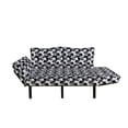 thumbnail image 2 of Black and Grey Futon Couch, Checkered Squares Pattern Circular Motifs Contemporary Style Shapes, Daybed with Metal Frame Upholstered Sofa for Living Dorm, Loveseat, Black Grey White, by Ambesonne, 2 of 4