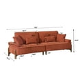 thumbnail image 4 of Mid Century Modern Upholstered Sofa, 103" Sectional Comfy Sofa Couch with Pillows, Deep Seated Sofa with Wood Leg for Living Room, Office, Apartment , 600lb Weight Capacity, Brick red, 4 of 9