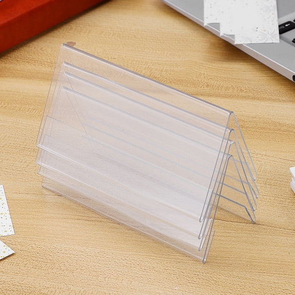 SEWCHICS 10-Pack Clear Desk Name Plate Holders, Stable Office Display Stands for Professional Workspace Organization
