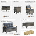 thumbnail image 2 of MEISSALIVVE 7 Pieces Patio Furniture Sets, Outdoor Rattan Conversation Set with 2 Wood Armrest Swivel Chairs, 2 Ottoman, 2-Seat Sofa&Coffee Table(Grey), 2 of 7