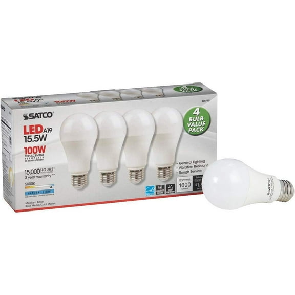 Satco S28790 Medium Light Bulb in White Finish, 4.63 inches, Frosted