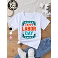 thumbnail image 1 of Youngsters' Happy Labor T-Shirt - Cute Cartoon Print, Soft Pure Cotton, Regular Fit, All-Season Round Neck Top for Boys & Girls, Perfect for School Events & Daily Wear, 1 of 6