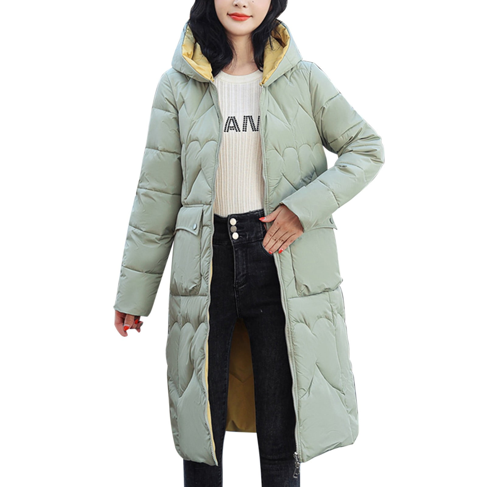 B91xZ Winter Coats For Women, Women Casual Solid Coat Jacket Hooded Pocket  Reversible Wear Zipper Pocket Long Sleeve Coat Orally Coat Mint Green,3XL -  Walmart.com