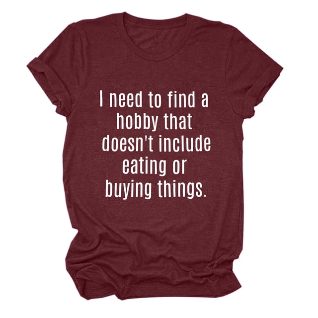 Gibobby Camisetas Mujer Manga Corta Camisetas mujer manga corta con cuello redondo, cómodas palabras impresas, blusas informales para y adolescentes(Rojo,CH)