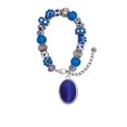 thumbnail image 2 of Delight Jewelry Silvertone Oval - Imitation Cat's Eye - Blue - Blue Paw Print Bead Bracelet, 7"+2", 2 of 4