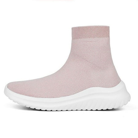 

Autumn New Socks Shoes Woman Stretch Fabric Mid-Calf Casual Platform Boots Net Red Knitted Short Boots Women Plus Size Booties
