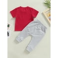 thumbnail image 3 of Father's Day Toddler Boys Summer Outfit Sets Short Sleeve Letter Print Tops Drawstring Pants, 3 of 8