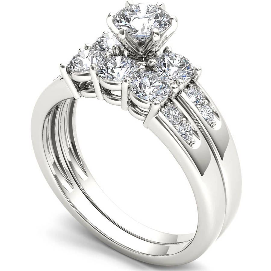 1-3/8 Carat T.W. Diamond Three-Stone 14kt White Gold Engagement Ring Set - image 2 of 8