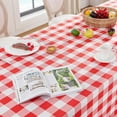 thumbnail image 3 of Gingham Checkered Rectangle Tablecloth - Waterproof Buffalo Plaid Table Cloth Stain Resistant Washable Table Cover for Picnic/Camping/Outdoor - Red and White, 60 x 120 Inch, 3 of 5