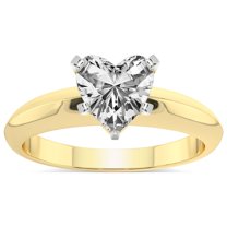 5 Carat IGI Certified Heart Shape Lab Grown Diamond Engagement Ring | 14K Yellow Gold |Eloise Solitaire Knife Edge Diamond Ring | FG-VS1-VS2 Quality Friendly Diamonds