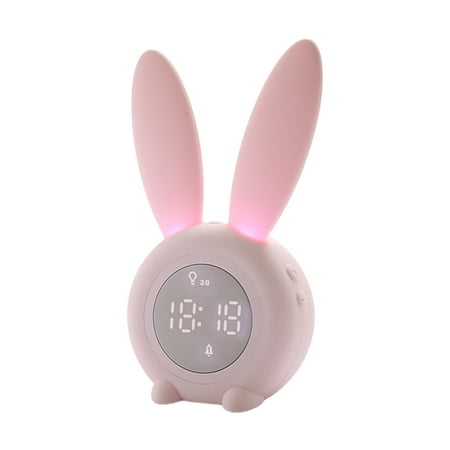 

DOYOUNG Bunny Kids Alarm Clock Children s Sleep Trainer Clock Night Light for Kids 5 Ringtones Sleep Timer with Digital Thermometer for Touch Control and Snoozing with 2000mAh Rechargeable Clocks