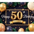thumbnail image 3 of Golden Frame Happy Birthday Banner Decorative Design Cheers to 50 Years for Celebration Event Party Anniversary, 3 of 6