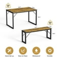 thumbnail image 5 of Aiho 45.5" Dining Table Set for 4, Kitchen Table with 2 Benches, Wood Dinette Sets with Metal Frame - Retro, 5 of 10
