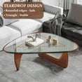 thumbnail image 4 of Coffee Tables for Living Room - Triangle Glass Coffee Table with Wooden Base Mid-Century Modern Abstract End Table for Study Room Office Hotel Balcony (Walnut Transparent, Small 32.2 * 22.4 * 16in), 4 of 5