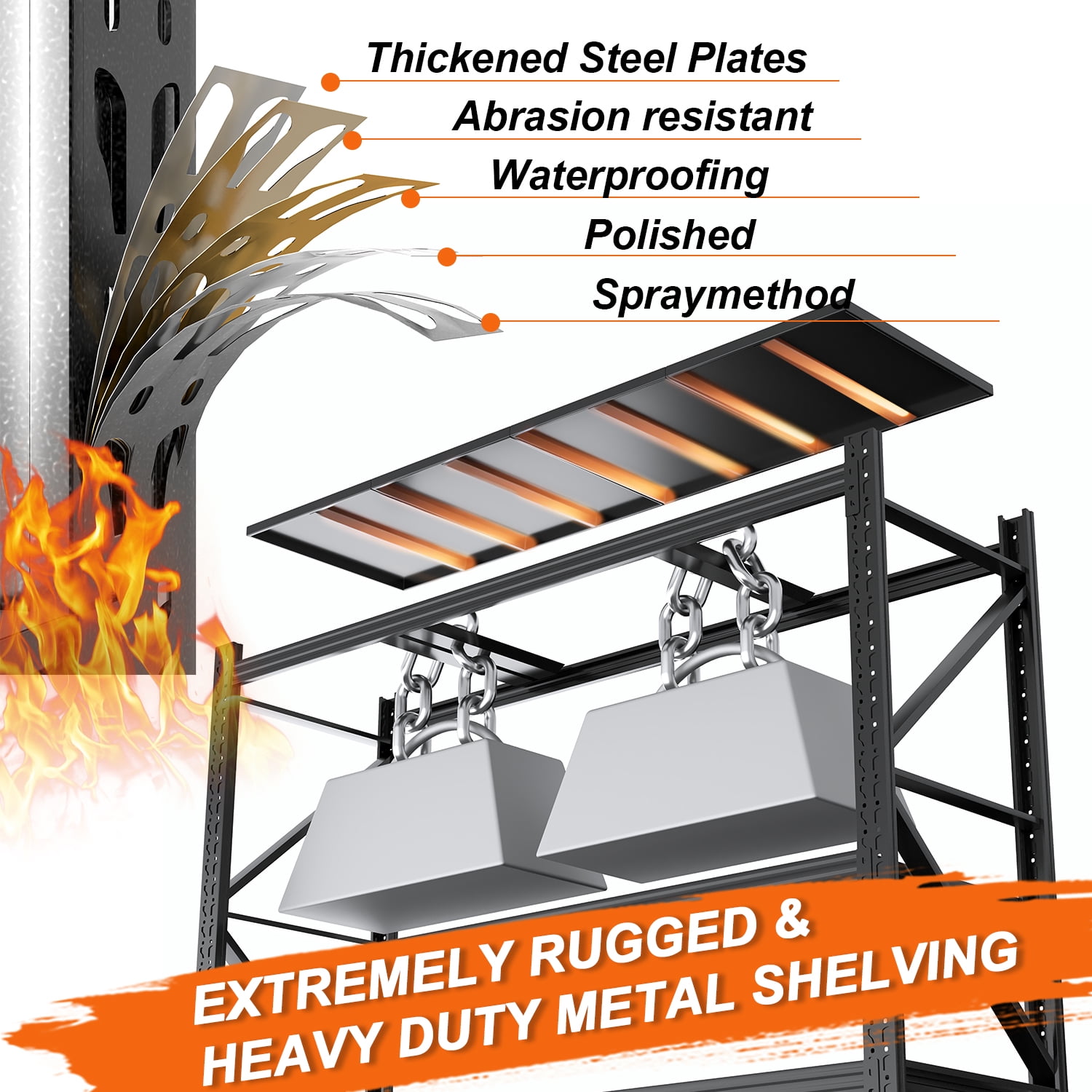 Heavy Duty Garage Shelving Unit, 4-Tier Steel Adjustable Metal Storage Shelves, 70.1 in H x 71 in W x 24 in D, 6000 lbs Industrial Rack for Garage, Basement, Warehouse, Workshop