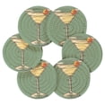 thumbnail image 7 of Yayeee 6 PCS Drink Coasters with Holder Set Woven Absorbent Round Tabletop Hot Pad, Lemon Glass, 7 of 7