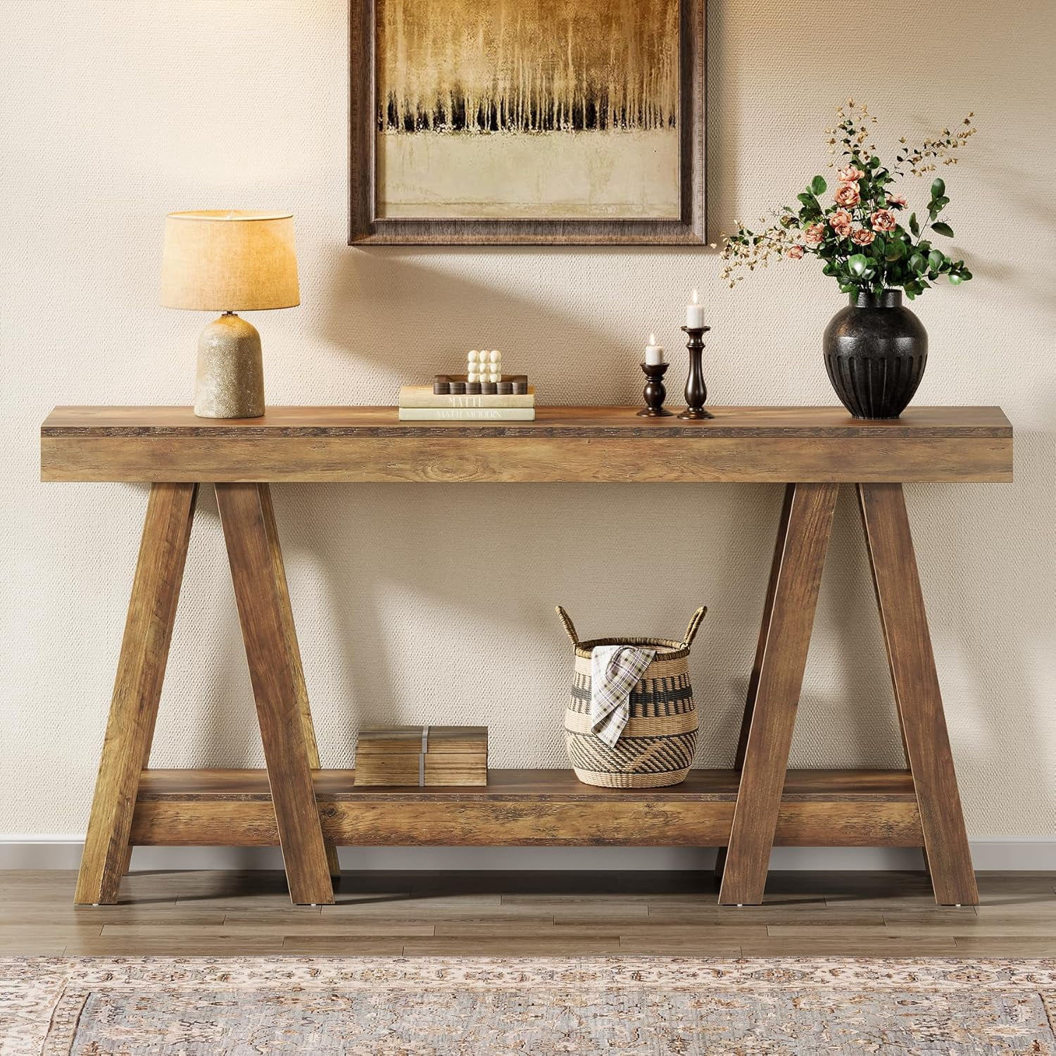 Tribesigns 70.87" Farmhouse Console Table, 2-Tier Entryway Accent Table Behind Sofa for Living Room, Entrance, Foyer