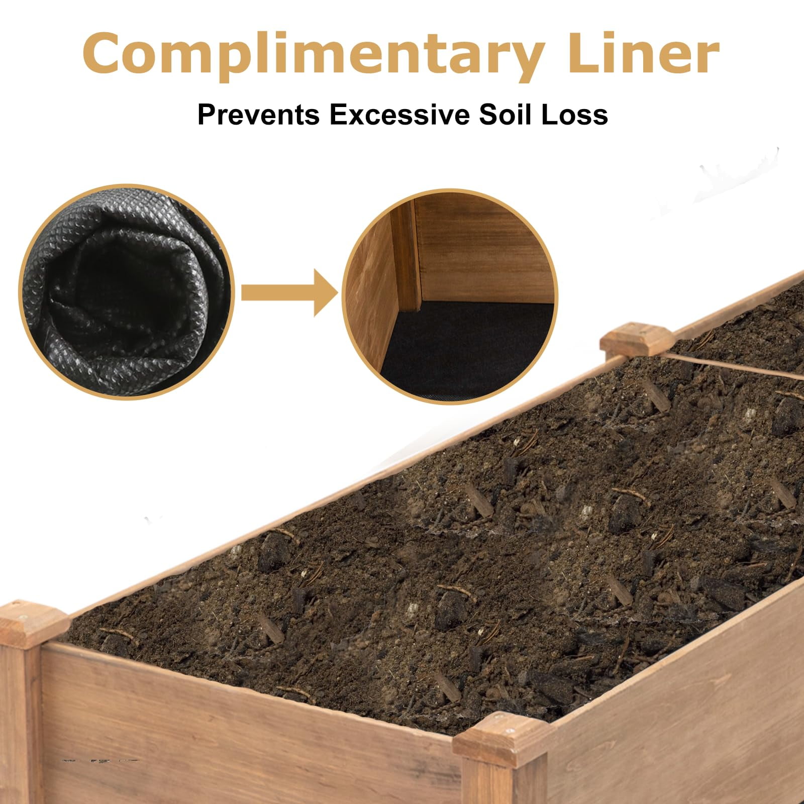 PETSCOSSET Wooden 8x2Ft Raised Garden Bed Planter Box for Outdoor Gardening