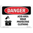 thumbnail image 1 of SignMission OS-DS-D-35-L-1020 Signe de Danger OSHA - Zone Acide Porter des Vêtements de Protection, 1 of 1