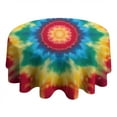 thumbnail image 4 of Colorful Tie Dye Mandala Pattern Round Tablecloth 60"x60",Wrinkle Wipeable Table Cloth for Kitchen Dining Room Picnic Patio Party, 4 of 6