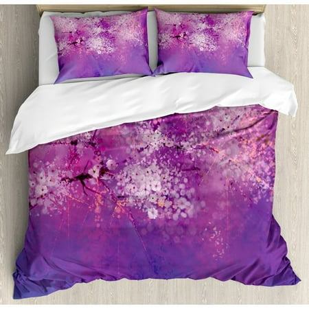 Ambesonne Watercolor Flower Home Asian Japanese Cherry Blossom