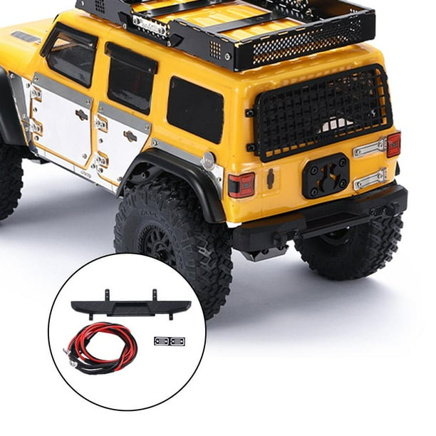 Kits de repuestos de accesorios de actualización de simución , adaptaciónción a decoración de Axial SCX24 1:10 Scale RC Crawler Car Parachoques trasero CUTICAT portaequipajes de techo de coche rc