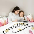 thumbnail image 4 of Feelyou Girly Pink Tree Bedding Comforter Set 7 Pieces, Gold Winter Snowflake Full Bedding Set, Merry Christmas Theme Fitted Sheet Flat Sheet, Microfiber Bedroom Decor, 4 of 7