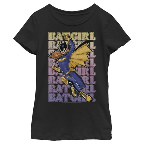 Girl's Batman Batgirl Distressed Retro Poster Graphic Tee Black X Large