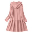 thumbnail image 4 of Women Hooded Drawstring Ruffle Hem Sweatshirt Mini Dress, Long Sleeve Loose A-Line Pullover Casual Dress For Summer Fall 2XL, 4 of 7