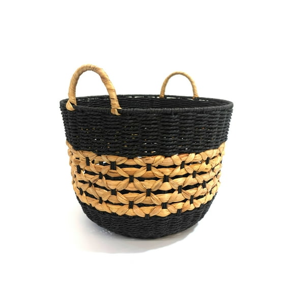 Hometrends Woven Paper & Water Hyacinth Storage Basket, Large