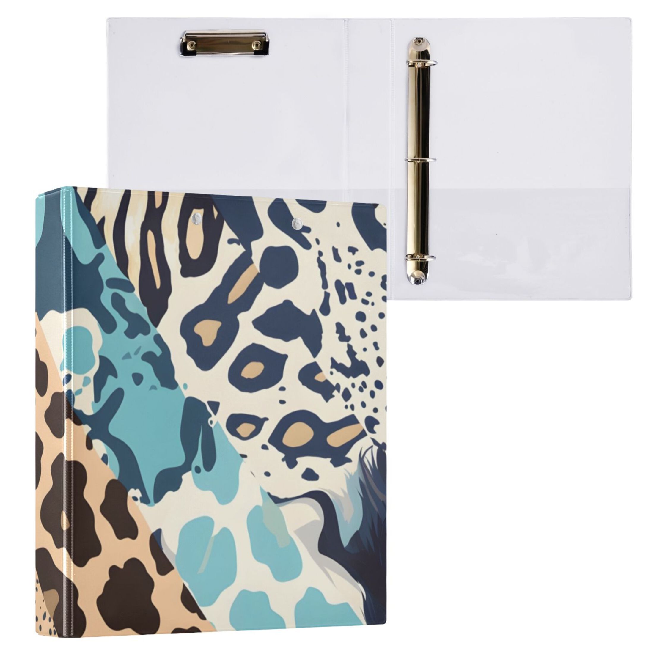 Cheetah Leopard Skin 3 Ring Binders 1.5 inch Hardcover File Folders with Interior Pockets A4 Size Organizer for School Office Hospital