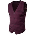 thumbnail image 1 of Mens Vest Solid Business Formal Single Breasted Blazer Waistcoat, 1 of 2