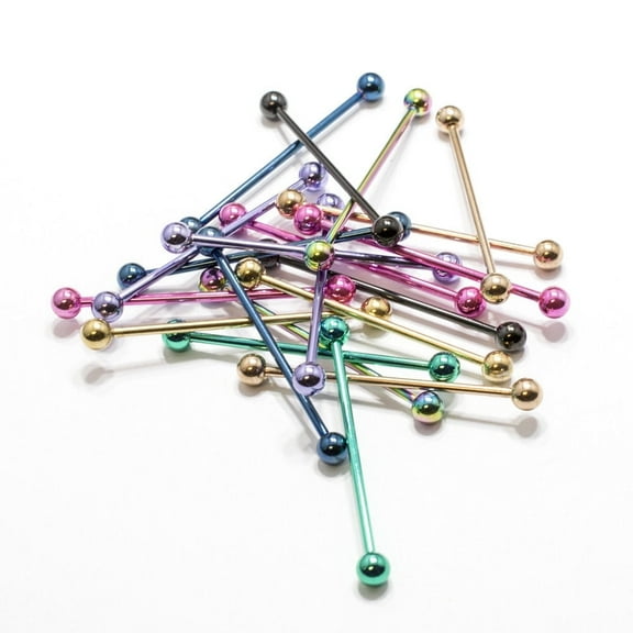 Industrial Barbell Ear Piercing 10 Pieces Anodized Titanium 16G Cartilage
