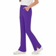 thumbnail image 6 of Girls Flare Leggings, Girl’s Side Split Elastic Waist Pull on Yoga Pants with Pockets , Red-a, 9-10 Years, 6 of 9