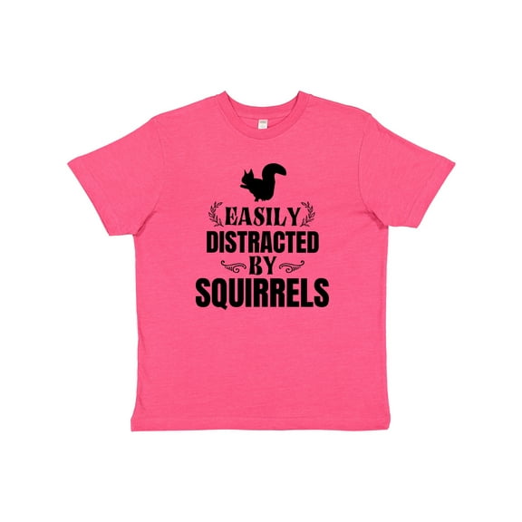 Inktastic Easily Distracted by Squirrels Youth T-Shirt